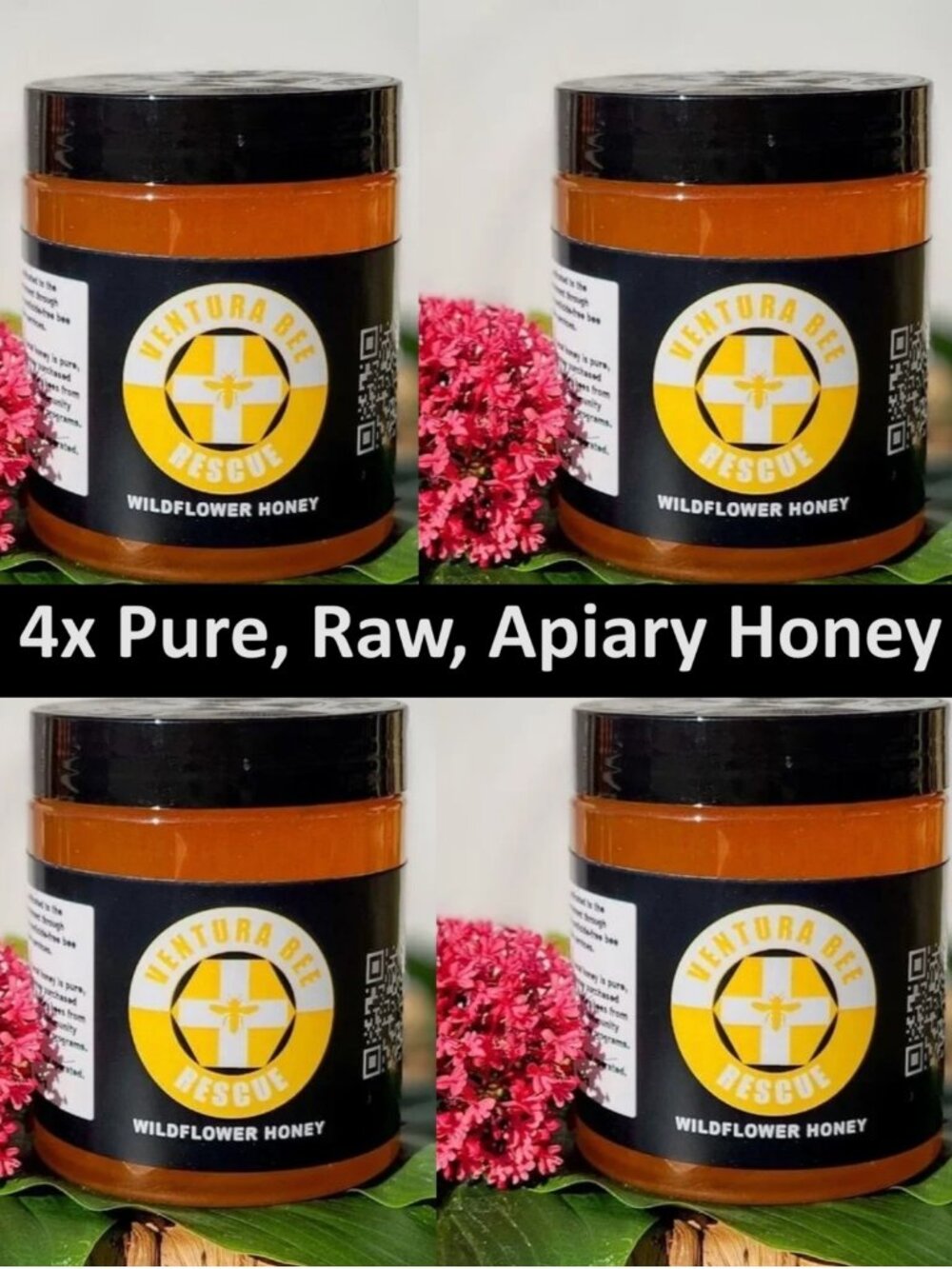4x Apiary Honey Bundle Stocking Stuffers - Unfiltered, Pure, Raw - Sustainable S